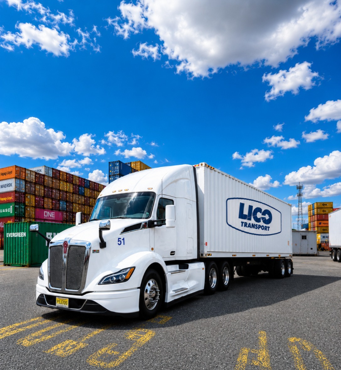 Professional truck driver and modern fleet representing Lico Transport excellence